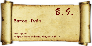 Baros Iván névjegykártya