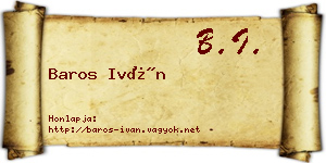 Baros Iván névjegykártya